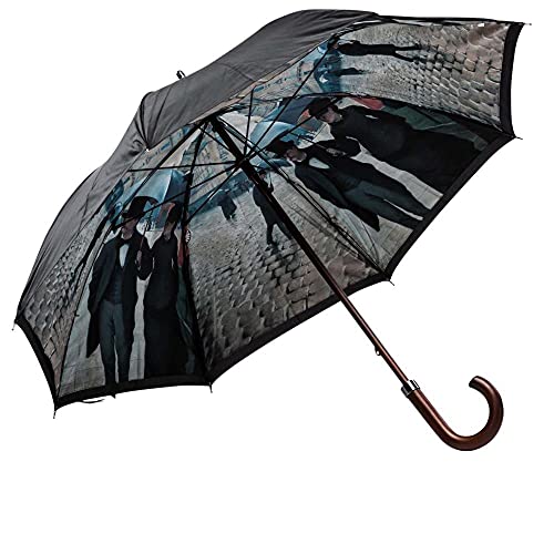 LUCKYWEATHER Regenschirm Stockschirm Damen/Herren Motiv Rainy Day in Paris Holzstock Double Layer I Stockregenschirm groß und stabil sowie hochwertig verarbeitet I Regenschirme mit UV-Schutz von LUCKYWEATHER NOT JUST ANY OTHER DAY