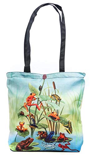 LUCKYWEATHER Shopper Einkaufstasche Damen Motiv FROG FAMILY I Shopping Bag wasserabweisend I Einkaufs/Tragetasche ideal als Geschenk für Frauen von LUCKYWEATHER NOT JUST ANY OTHER DAY