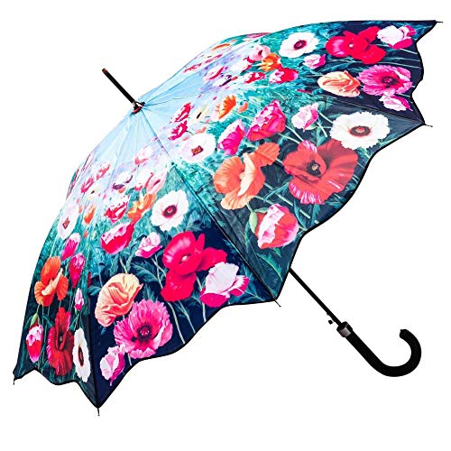 LUCKYWEATHER Regenschirm Stockschirm Damen Motiv Mohnblumen Auf-Automatik I Stockregenschirm groß und stabil sowie hochwertig verarbeitet I Regenschirme mit UV-Schutz von LUCKYWEATHER NOT JUST ANY OTHER DAY