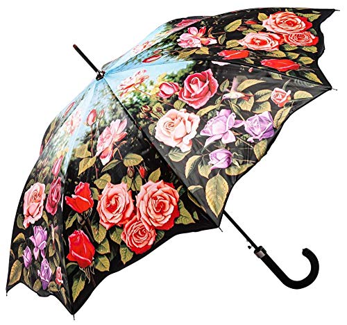 LUCKYWEATHER Regenschirm Stockschirm Damen Motiv Rosengarten Auf-Automatik I Stockregenschirm groß und stabil sowie hochwertig verarbeitet I Regenschirme mit UV-Schutz von LUCKYWEATHER NOT JUST ANY OTHER DAY