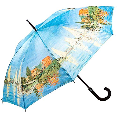 LUCKYWEATHER Regenschirm Stockschirm Damen/Herren Motiv Monet Regatta bei Argenteuil Holzstock I Stockregenschirm groß und stabil sowie hochwertig verarbeitet I Regenschirme mit UV-Schutz von LUCKYWEATHER NOT JUST ANY OTHER DAY