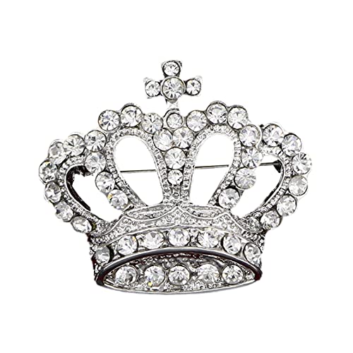 Kristall-Strass-Krone Brosche Pin Retro Prinzessin Tiara Kragen Anstecknadeln für Frauen Mädchen Hochzeit Brautjungfer Weihnachtsschmuck, silber, Einheitsgröße von LUDAO