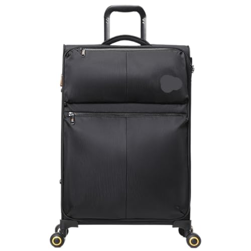 LUDAOER Trolley-Koffer Kleiner Koffer for Männer Und Frauen, 20 Zoll, Ultraleichtes Oxford-Gewebe, 24 Weicher Trolley-Koffer, 28 Zoll Koffer Reisekoffer (Color : Black, Size : 20in) von LUDAOER