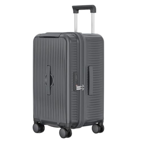 LUDAOER Trolley-Koffer Multifunktionaler PC 30-Zoll-Koffer 26-Zoll-Trolley-Koffer for Herren Und Damen Mit Reißverschluss-Koffer, Passwortbox Reisekoffer (Color : Gray, Size : 26in) von LUDAOER