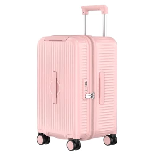 LUDAOER Trolley-Koffer Multifunktionaler PC 30-Zoll-Koffer 26-Zoll-Trolley-Koffer for Herren Und Damen Mit Reißverschluss-Koffer, Passwortbox Reisekoffer (Color : Pink, Size : 26in) von LUDAOER