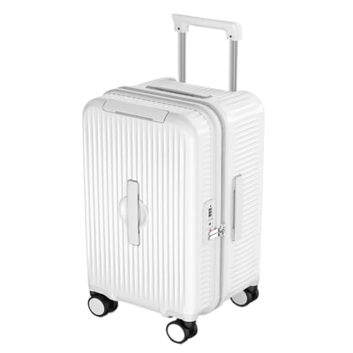 LUDAOER Trolley-Koffer Multifunktionaler PC 30-Zoll-Koffer 26-Zoll-Trolley-Koffer for Herren Und Damen Mit Reißverschluss-Koffer, Passwortbox Reisekoffer (Color : White, Size : 30in) von LUDAOER