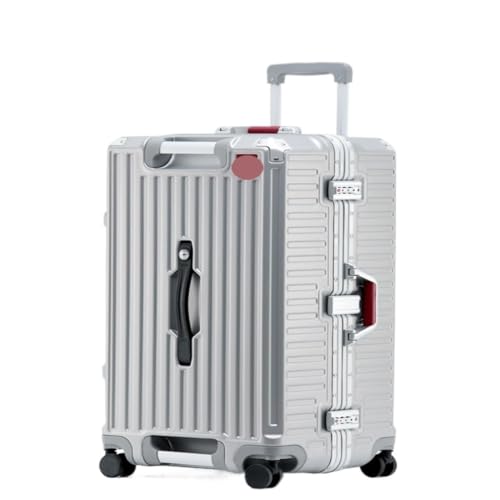 LUDAOER Trolley-Koffer Neu Verbesserter Koffer, Passwortbox for Herren Und Damen, Wiederaufladbar, Tragbar, Leichter High-End-Koffer Reisekoffer (Color : Silver, Size : 28in) von LUDAOER