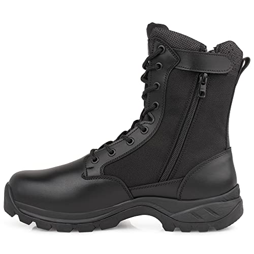 LUDEY Militärstiefel Herren Gemütlich Einsatzstiefel Kampfstiefel Wasserdichte Schwarze Tactical Boots Armeestiefel mit seitlichem YKK-Reißverschluss Modell-928-45EU von LUDEY