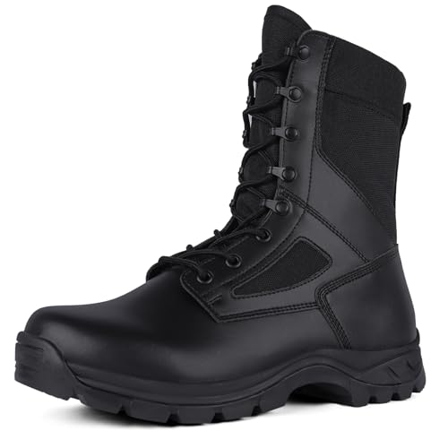 LUDEY Taktische Militärstiefel Herren Leichte Bequeme Einsatzstiefel Atmungsaktive Kampfstiefel Springerstiefel Arbeitsstiefel Schwarz 43EU von LUDEY