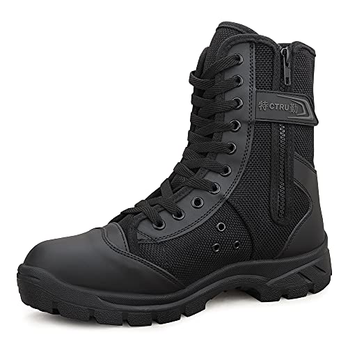 LUDEY Herren Militär Stiefel Schwarz Kampfstiefel Schnürboots Armeestiefel einsatzstiefel Springerstiefel Militär Schuhe SN-307 B-Schwarz 47 EU von LUDEY