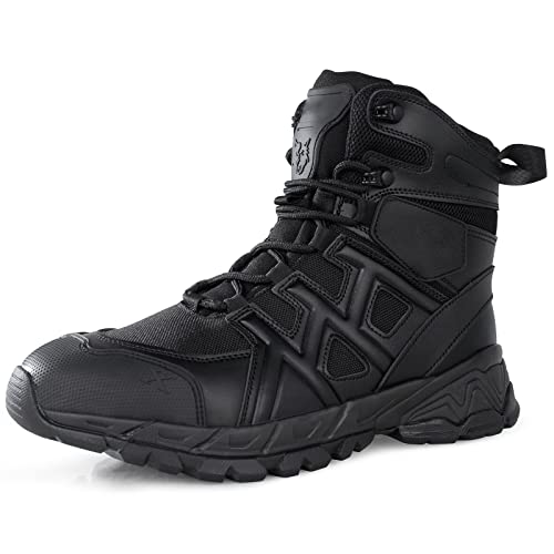 LUDEY Militärstiefel Herren Einsatzstiefel Springerstiefel Bequem Kampfstiefel Tactical Schuhe Dauerhaft Security Boots Wasserdichte Armeestiefel Schwarz 37EU von LUDEY