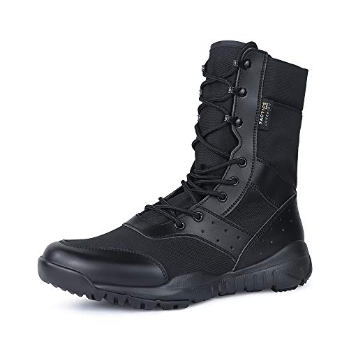 LUDEY Leichtgewicht Einsatzstiefel Herren Militär Stiefel Springerstiefel Bequem Kampfstiefel Verschleißfest Security Boots Wasserdicht Wanderstiefel Schwarz 38EU von LUDEY