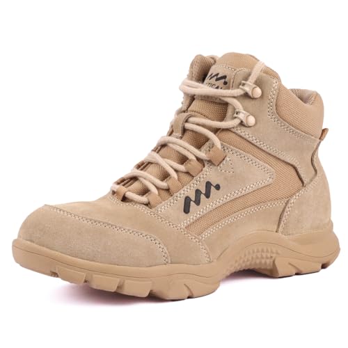 LUDEY Herren Wanderstiefel Leichte Tactical Kampfstiefel Atmungsaktiver Militärstiefel Sand Springerstiefel Schuhe Armee Stiefel Sand-37EU von LUDEY