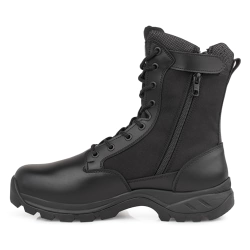 LUDEY Militärstiefel Herren Gemütlich Einsatzstiefel Kampfstiefel Wasserdichte Schwarze Tactical Boots Armeestiefel mit seitlichem YKK-Reißverschluss Modell-928-45.5EU von LUDEY