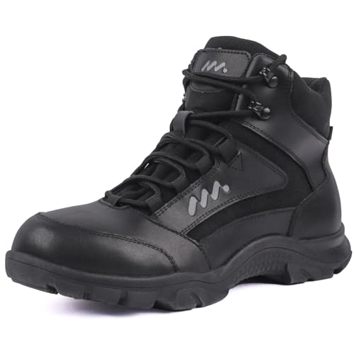 LUDEY Militärstiefel Herren Wasserdicht Einsatzstiefel Leder Kampfstiefel Leichte Armee Stiefel Bequeme Springerstiefel Schuhe Schwarze-37EU von LUDEY