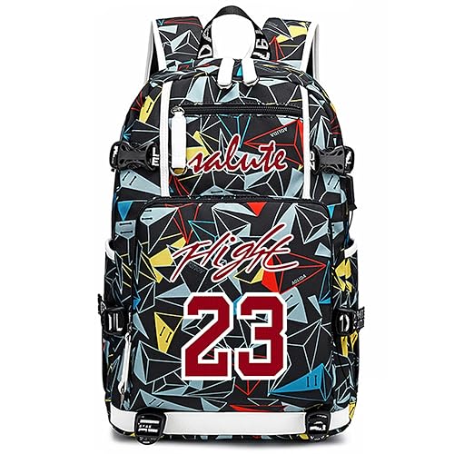 Basketball MJ23 Multifunktions Rucksack Reise Laptop Fans Flammenelement Tasche für Männer und Frauen (Bunt - 1) von LUDIOPSG