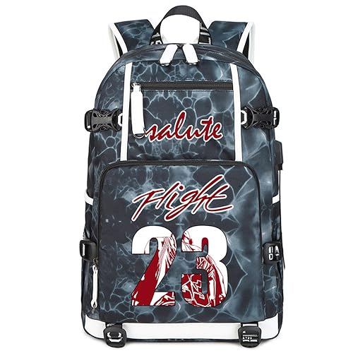 Basketball MJ23 Multifunktions Rucksack Reise Laptop Fans Flammenelement Tasche für Männer und Frauen (Hellgrau - 3) von LUDIOPSG