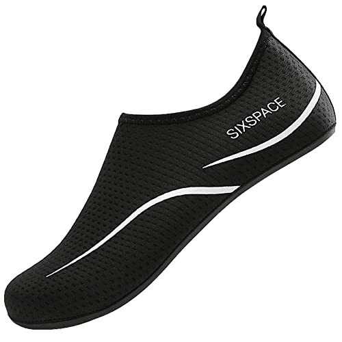 LUEDKA Badeschuhe Damen Herren Wasserschuhe Schwimmschuhe Schnell Trocknend Aquaschuhe Atmungsaktiv Strandschuhe Surfschuhe Barfußschuhe (Schwarz,35 EU) von LUEDKA