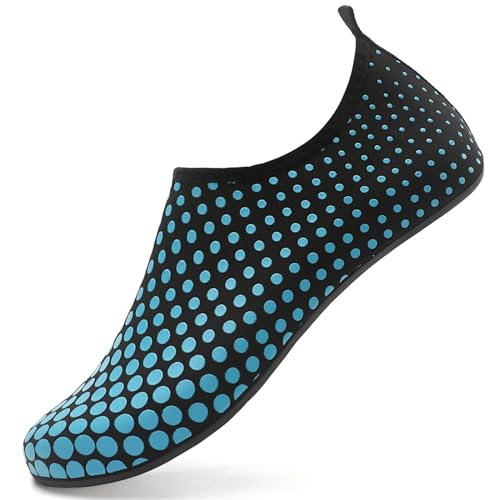 LUEDKA Badeschuhe Herren Damen Wasserschuhe Schnelltrocknend Schwimmschuhe Aquaschuhe Atmungsaktiv Tauchschuhe Slip on Strandschuhe (Blau,40 EU) von LUEDKA
