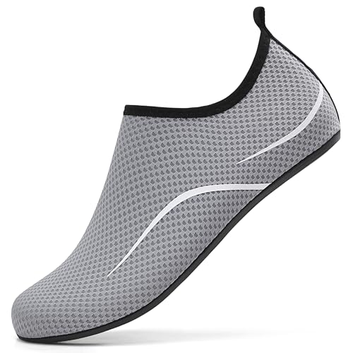 LUEDKA Badeschuhe Wasserschuhe Schwimmschuhe Strandschuhe Aquaschuhe Surfschuhe Barfußschuhe Tauchschuhe Wassersportschuhe für Damen Herren(Grau,36 EU) von LUEDKA