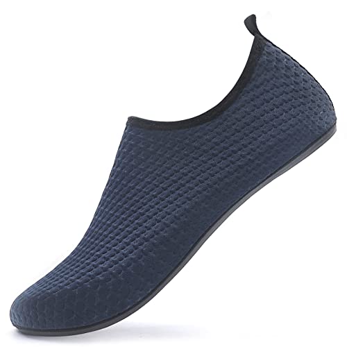 LUEDKA Wasserschuhe Badeschuhe Aquaschuhe Schwimmschuhe Schnelltrocknend rutschfest Atmungsaktiv Slip on Strandschuhe Wassersportschuhe für Damen Herren (Dunkelblau,35) von LUEDKA