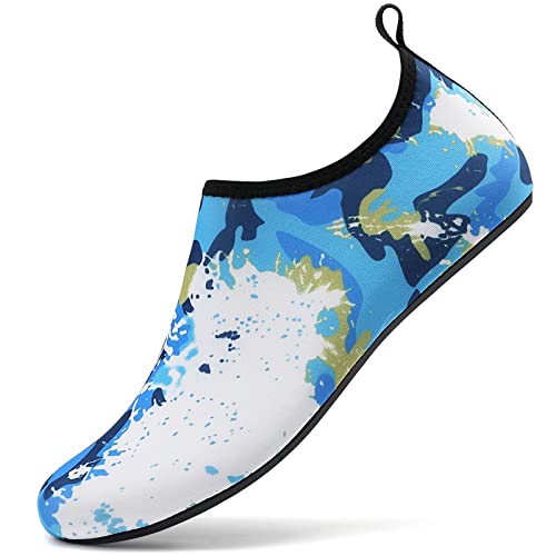 LUEDKA Wasserschuhe Damen Herren Badeschuhe Schwimmschuhe Schnell Trocknend Aquaschuhe Atmungsaktiv Strandschuhe Surfschuhe Barfußschuhe (Blau,37 EU) von LUEDKA