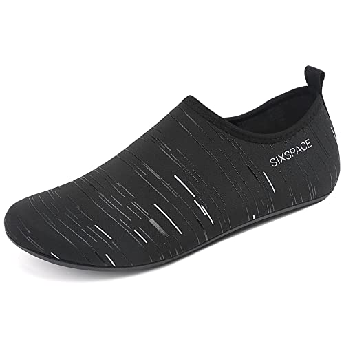 LUEDKA Wasserschuhe Damen Herren Badeschuhe Schwimmschuhe Schnell Trocknend Aquaschuhe Atmungsaktiv Strandschuhe Surfschuhe Barfußschuhe (Schwarz Weiß,45 EU) von LUEDKA