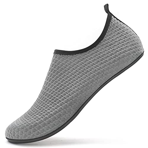 LUEDKA Wasserschuhe Herren Damen Badeschuhe Aquaschuhe Schnelltrocknend Strandschuhe Atmungsaktiv Schwimmschuhe rutschfest Surfschuhe Leicht Wassersportschuhe (Grau,36) von LUEDKA