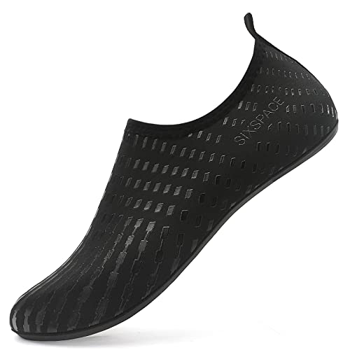 LUEDKA Badeschuhe Damen Herren Wasserschuhe Schnell Trocknend Aquaschuhe Atmungsaktiv Strandschuhe Slip on Schwimmschuhe Leicht Surfschuhe (Schwarz,36 EU) von LUEDKA