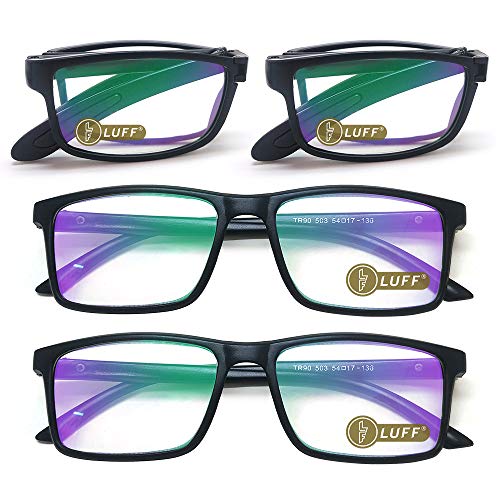 LUFF 4 Stk. Faltbare Lesebrille + einfache Lesebrille Kombination Anti-Blu-ray Tragbare ultraleichte Lesebrille Unisex von LUFF