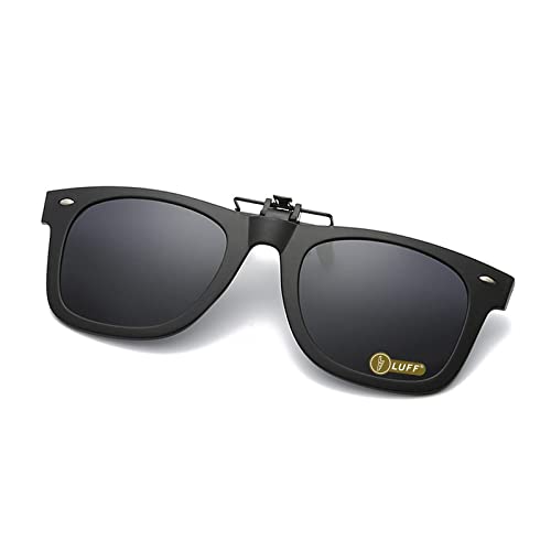 LUFF Polarisation Clip-On Sonnenbrille Unisex-elegante und komfortable Clips Flip Myopic Sonnenbrille für Outdoor/Driving/Fishing(Dark BLACK) von LUFF