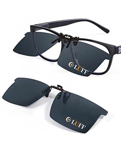 LUFF Polarisierte Clip auf Sonnenbrille für Männer und Frauen,hochklappbare Sonnenbrillen-Clips für Kurzsichtigkeit, blendfreier UV400-Schutz, ideal zum Fahren, Angeln, Reisen, Outdoor-Sport von LUFF