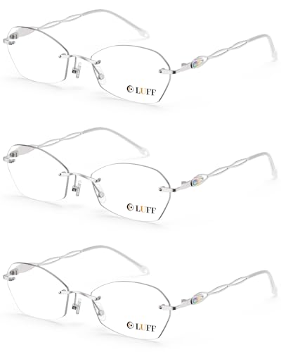 LUFF Rahmenlos Lesebrille für Damen und Herren,Mode Randlose Leicht metall Lesehilfe Blaulichtblockierung,Computerleser,Anti-Augenbelastung von LUFF
