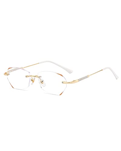 LUFF Rimless Lesebrille für Frauen, Mode leichtes Anti blaues Licht Leser klassische Metall komfortable Frame Brille von LUFF
