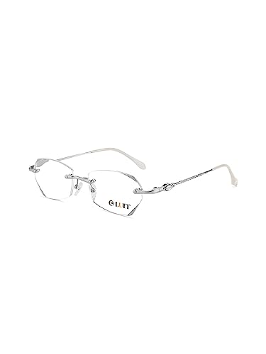 LUFF Rimless Lesebrille für Frauen, rahmenlose Metall Mode Diamond Cut Edge blaues Licht Computer-Leser, Anti Eyestrain von LUFF