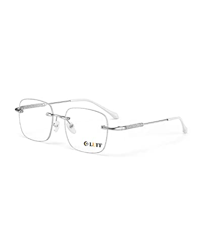 LUFF Rimless Lesebrille für Frauen blaues Licht Blocking, Mode Metall Computer Leser, rahmenlose Brillen Anti Eyestrain(Silver)(3.0X) von LUFF