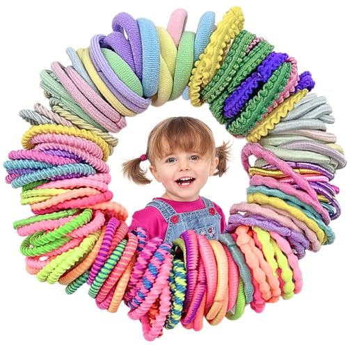 LLUFFLOK 150 Stück Multicolor Haargummis Mädchen, Bunte Haargummis und Scrunchies für Mädchen und Baby, 15 Stil Haargummi Damen ohne Schäden, Mädchen Haarschmuck Set für Feines Haar (150 Stück) von LUFFLOK