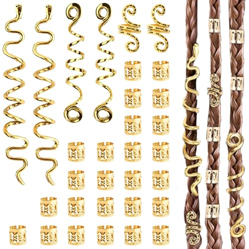 LUFFLOK 31 Stück Gold-Haarschmuck für Zöpfe, Dreadlocks Schmuck, Haaranhänger für Frauen und Männer, Manschetten-Clips für Haar-Dreadlock, Dreadlocks Perlen Flechtet Haarspiralen Clips (31 Stück) LUFFLOK 31 Stück Gold-Haarschmuck für Zöpfe, Dreadlocks Schmuck, Haaranhänger für Frauen und Männer, Manschetten-Clips für Haar-Dreadlock, Dreadlocks Perlen Flechtet Haarspiralen Clips (31 Stück) von LUFFLOK