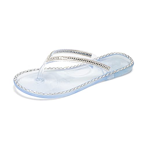 LUFFYMOMO Damen Strass Flip Flops Strand Flach Zehentrenner, (Transparent-z), 38 EU von LUFFYMOMO