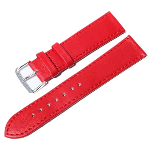 LUGEMA 10 Farben Armband Uhr Leder Uhrenarmband 12mm 14mm 16mm 18mm 20mm 22mm 24mm Kompatibel mit Damen Herren Uhrenarmbändern Einfarbige Uhrengürtel (Color : Red, Size : 10mm) von LUGEMA