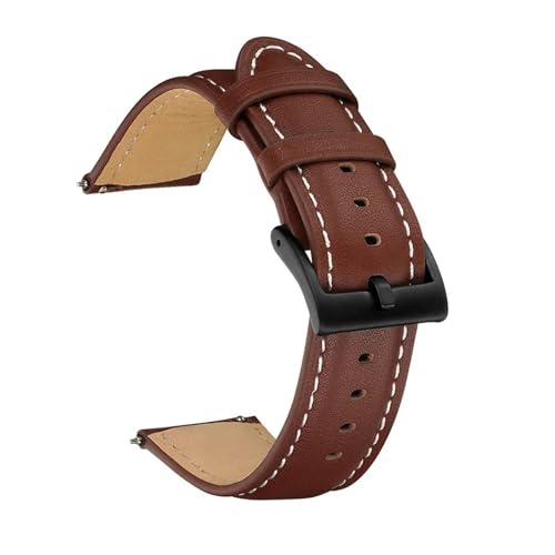 LUGEMA 14 Mm 16 Mm 18 Mm 20 Mm 22 Mm Uhrenarmband Aus Rindsleder Mit Schnellverschluss Und Metall-Dornschließe For Uhrenarmband-Zubehör(Red Brown,16mm) von LUGEMA