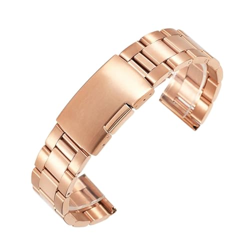 LUGEMA 18 Mm 20 Mm 22 Mm 24 Mm 26 Mm 28 Mm 30 Mm Uhrenarmband Aus Edelstahl, Solides Klassisches Metallarmband For Armbanduhren Mit Stiften(Rose Gold,22mm) von LUGEMA