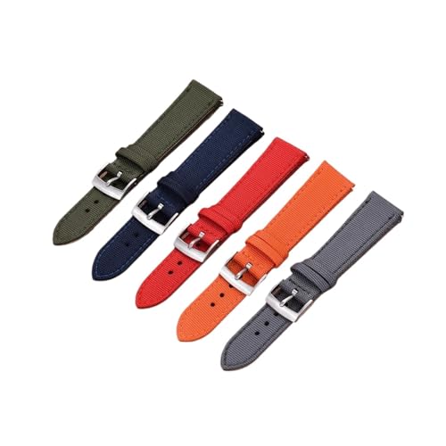 LUGEMA 18 Mm 20 Mm 22 Mm Premium Grade Hybrid Canvas Nylon Leder Uhrenarmband Schnellverschluss Ersatzgürtel Langlebige Uhrenarmbänder(Gray Silver,18mm) von LUGEMA