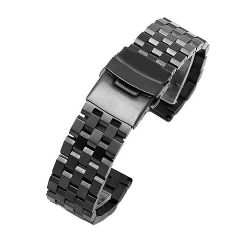 LUGEMA 18mm 20mm 22mm 24mm 26mm Edelstahl Uhrenarmband Silber Schwarz Metall Uhrenarmband Damen Herren Handgelenk Armband Mit Werkzeug(Black,20mm) von LUGEMA