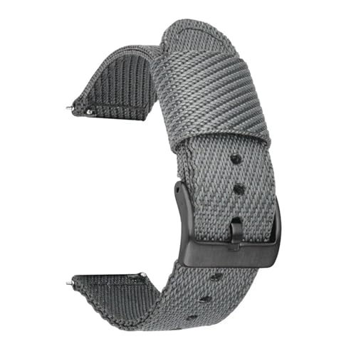 LUGEMA 18mm 20mm 22mm 24mm Sport Weave Nylon Uhrenarmband Damen Herren Armbanduhr Armband Quick Release Stoff Uhrenarmband Armband(Grey black buckle,22mm) von LUGEMA