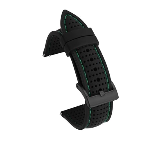LUGEMA 18mm 20mm 22mm 24mm Uhrenarmband Sport Wasserdichtes Silikonarmband Schnellverschluss Atmungsaktives Gummiarmband(Black gre line blkBK,20mm) von LUGEMA