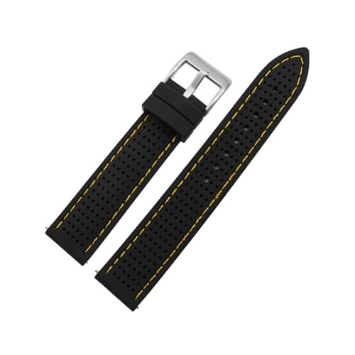 LUGEMA 18mm 20mm 22mm 24mm Uhrenarmband Sport Wasserdichtes Silikonarmband Schnellverschluss Atmungsaktives Gummiarmband(Black org line sivBK,24mm) von LUGEMA