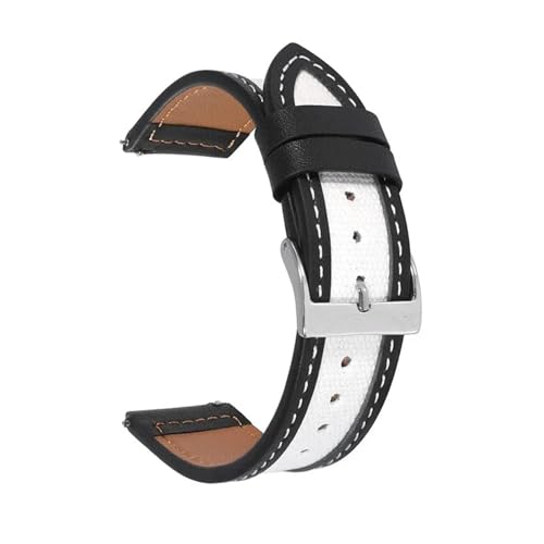 LUGEMA 20mm 22mm Echtes Leder Canvas Uhrenarmband Schnellverschluss Uhrenarmband Ersatzarmband(Black,20mm) von LUGEMA