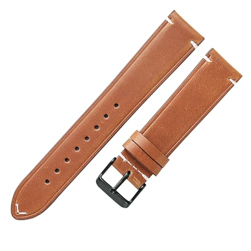 LUGEMA 20mm Uhrenarmband Öl Wachs Leder Uhrenarmband 18mm 22mm Damen Herren Weiches Armband Vintage Armband Zubehör(Tan,22mm) von LUGEMA