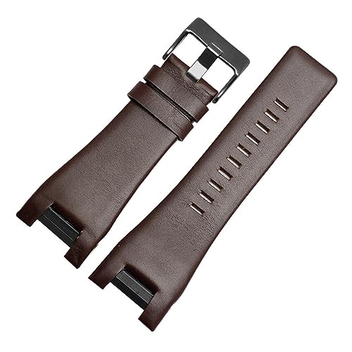 LUGEMA 32 Mm Echtleder-Armband Kompatibel Mit Diesel-Uhrenarmband For DZ1216 DZ1273 DZ4246 DZ4247 DZ287 Weiches, Atmungsaktives Armband (Color : BrownB black buckle, Size : 32-18mm) von LUGEMA